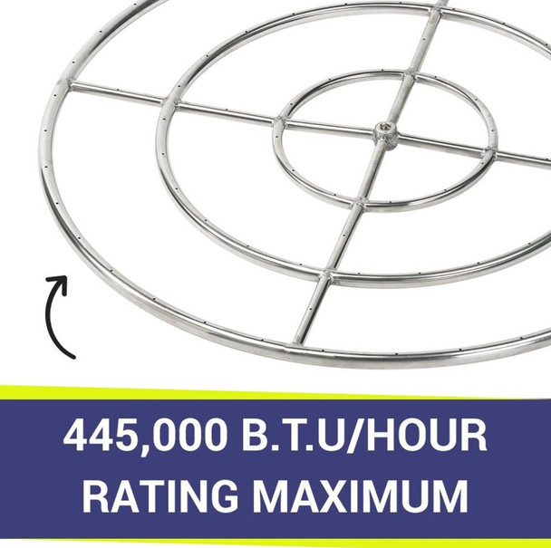 American Fire Products 36" Triple-Ring Stainless Steel Burner with a 3/4" Inlet - SS-FR-36
