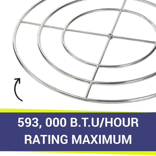 American Fire Products 48" Triple-Ring Stainless Steel Burner with a 3/4" Inlet - SS-FR-48