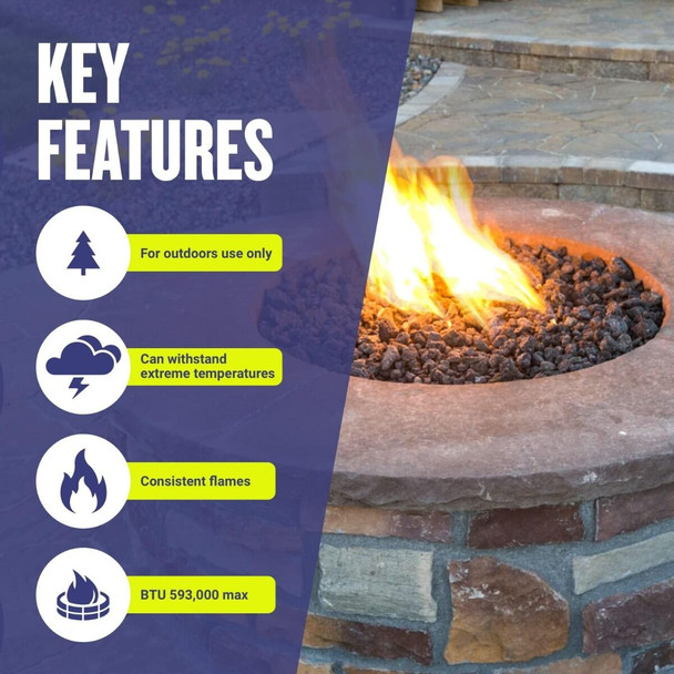 American Fire Products 48" Triple-Ring Stainless Steel Burner with a 3/4" Inlet - SS-FR-48