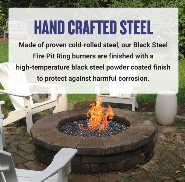 American Fire Products 12” Double-Ring Black Steel Burner with a 1/2“ Inlet - BK-FR-12