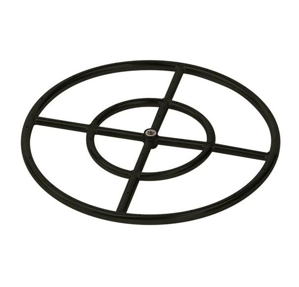 American Fire Products 18” Double-Ring Black Steel Burner with a 1/2" Inlet - BK-FR-18