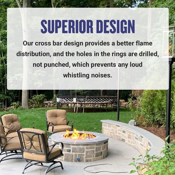 American Fire Products 36” Triple-Ring Black Steel Burner with a 3/4" Inlet - BK-FR-36