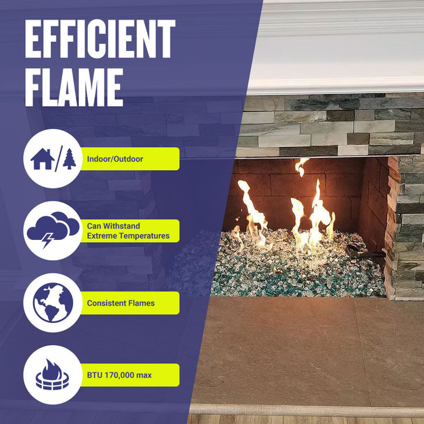 American Fire Products 36" x 6" Stainless Steel H-Style Burner - Natural Gas - SS-H-36