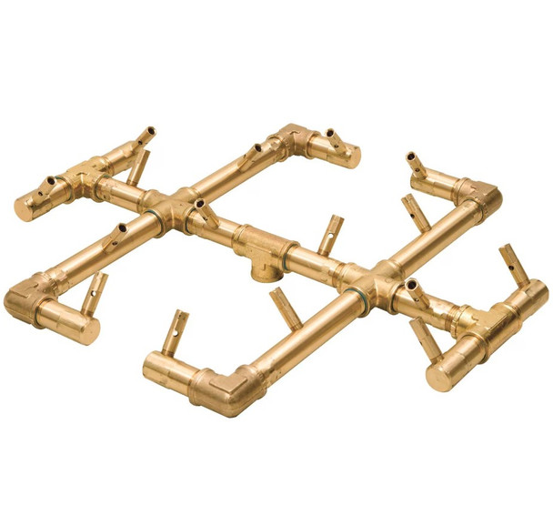 Warming Trends 30-Inch Round Natural Gas Fire Pit Burner Kit W/ 17 X 15-Inch Original CROSSFIRE Brass Burner - Match Light Ignition - CFB180NGALPL30CFK1