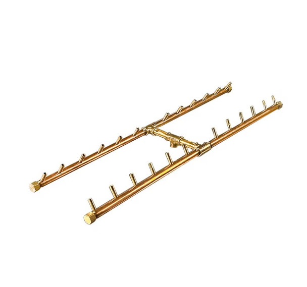Warming Trends 46 X 17-Inch Linear Natural Gas Fire Pit Burner Kit W/ 36 X 9-Inch H-Style CROSSFIRE Brass Burner - Match Light Ignition - CFBH240NGALPL4617FK1