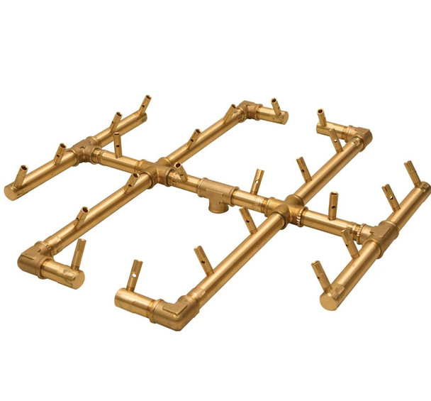 Warming Trends 30-Inch Round Propane Fire Pit Burner Kit W/ 19.5 X 21.5-Inch Original CROSSFIRE Brass Burner - Match Light Ignition - CFB240LPALPL30CFK1