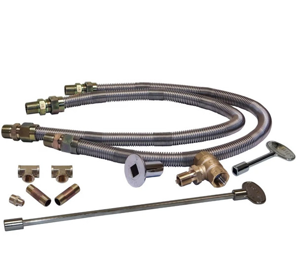 Warming Trends 30-Inch Round Natural Gas Fire Pit Burner Kit W/ 22.75 X 21.75-Inch Octagonal CROSSFIRE Brass Burner - Match Light Ignition - CFBO280NGALPL30CFK2