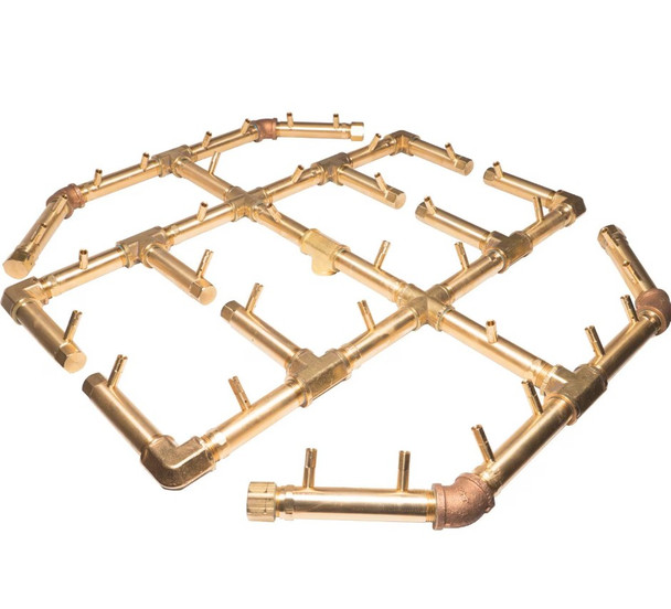 Warming Trends 42-Inch Square Propane Fire Pit Burner Kit W/ 29.5 X 27.5-Inch Octagonal CROSSFIRE Brass Burner - Match Light Ignition - CFBO360LPALPL42SFK2