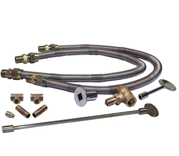 Warming Trends 42-Inch Square Propane Fire Pit Burner Kit W/ 29.5 X 27.5-Inch Octagonal CROSSFIRE Brass Burner - Match Light Ignition - CFBO360LPALPL42SFK2