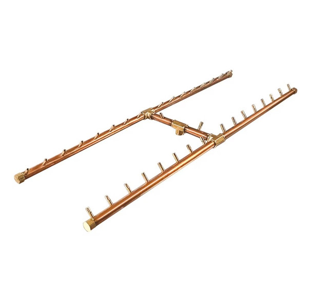 Warming Trends 62 X 25-Inch Linear Natural Gas Fire Pit Burner Kit W/ 48 X 14-Inch H-Style CROSSFIRE Brass Burner - Match Light Ignition - CFBH340NGALPL6225FK2