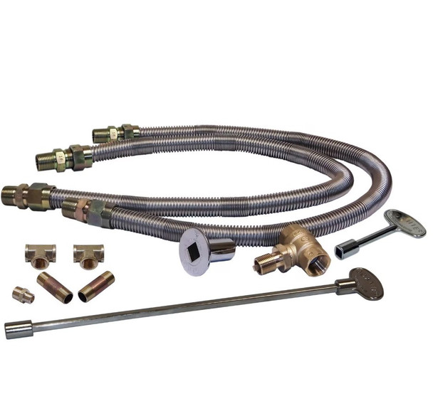 Warming Trends 62 X 25-Inch Linear Natural Gas Fire Pit Burner Kit W/ 48 X 14-Inch H-Style CROSSFIRE Brass Burner - Match Light Ignition - CFBH340NGALPL6225FK2