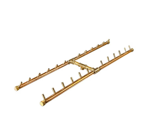 Warming Trends 46 X 17-Inch Linear Propane Fire Pit Burner Kit W/ 36 X 9-Inch H-Style CROSSFIRE Brass Burner - Match Light Ignition - CFBH240LPALPL4617FK1