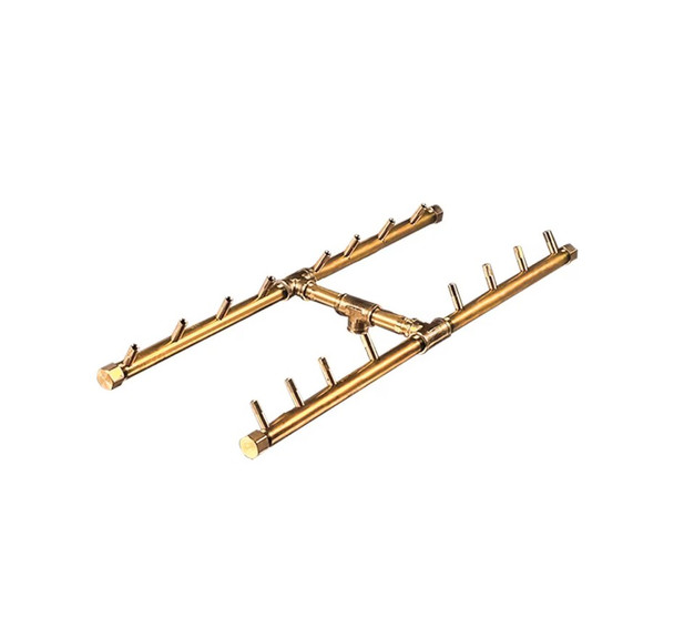 Warming Trends 34 X 17-Inch Linear Natural Gas Fire Pit Burner Kit W/ 24 X 9-Inch H-Style CROSSFIRE Brass Burner - Match Light Ignition - CFBH160NGALPL3417FK1