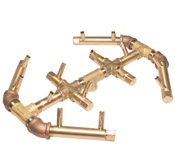 Warming Trends 18-Inch Square Propane Fire Pit Burner Kit W/ 12.5 X 14.5-Inch Octagonal CROSSFIRE Brass Burner - Match Light Ignition - CFBO140LPALPL18SFK1