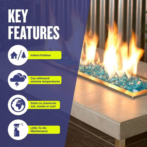 American Fire Glass 1/4" Pacific Blue Reflective  - AFF-PABLRF-10