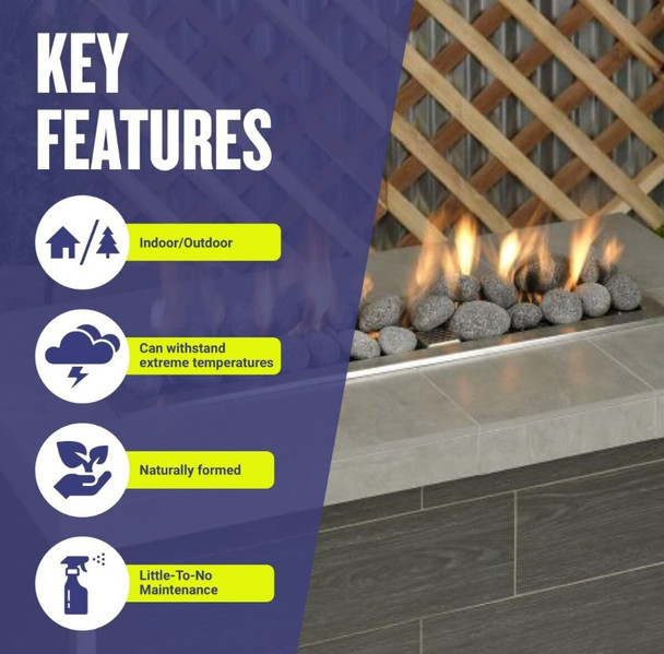 American Fire Products Extra Large Gray Lava Stones (4" - 6") - LAVAST-XL