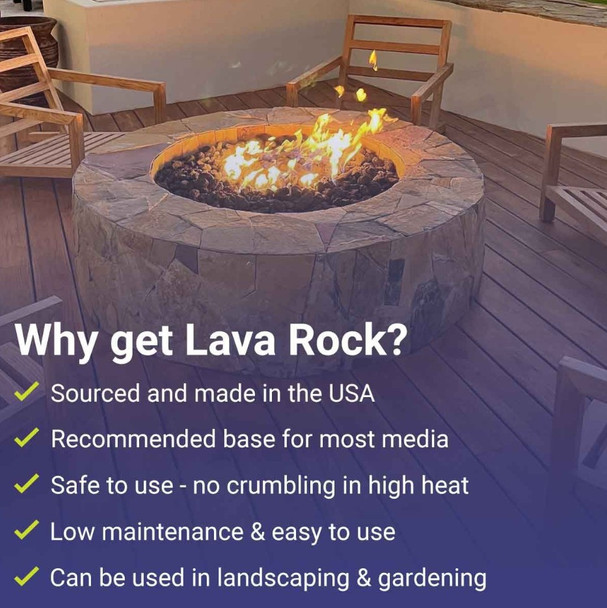 American Fire Products Small Black Lava Rock 40 Pounds - LAVA-S-40