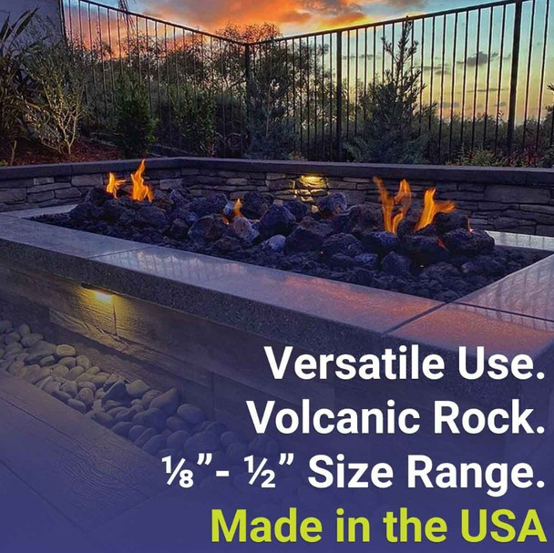 American Fire Products Small Black Lava Rock 40 Pounds - LAVA-S-40