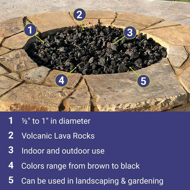 American Fire Products Medium Black Lava Rock 10 Pounds - LAVA-M-10