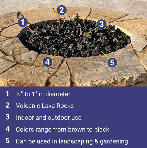 American Fire Products Medium Black Lava Rock 10 Pounds - LAVA-M-10