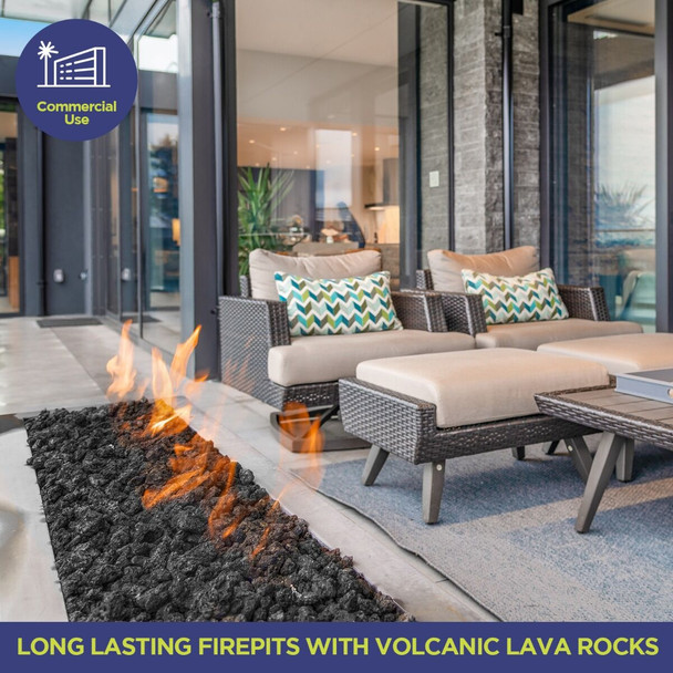 American Fire Products Medium Black Lava Rock 40 Pounds - LAVA-M-040