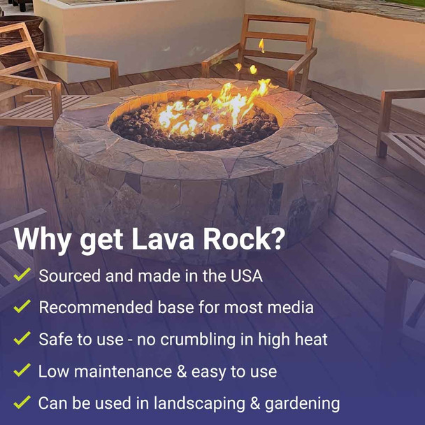 American Fire Products Extra Large Black Lava Rock 10 Pounds - LAVA-XXL-10