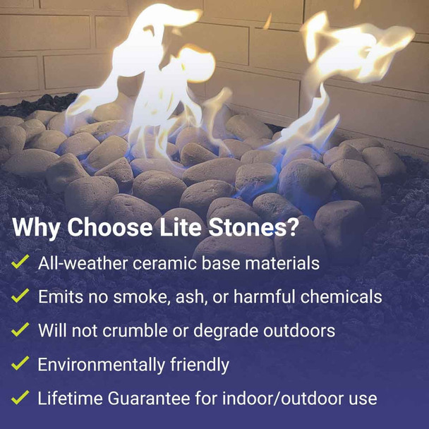 American Fire Products Cottage White Lite Stones Set - 15 Stone Set - AFG-LSTONE-CW-15