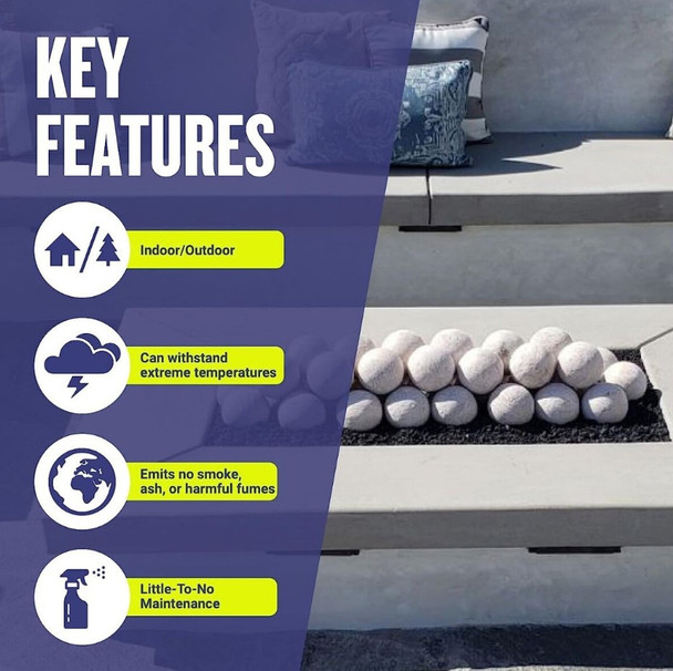 American Fire Products 4" Thunder Gray Lite Stone Fire Balls - Set of 6 - AFG-FBL-TG-6B