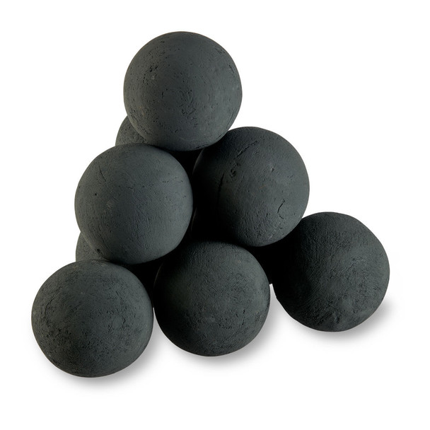 American Fire Products 4" Matte Black Lite Stone Fire Balls - Set of 6 - AFG-FBL-MB-6B