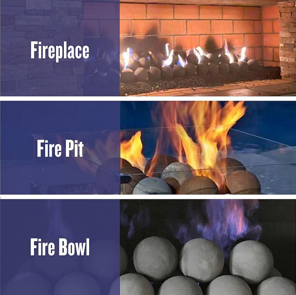 American Fire Products 4" Matte Black Lite Stone Fire Balls - Set of 6 - AFG-FBL-MB-6B