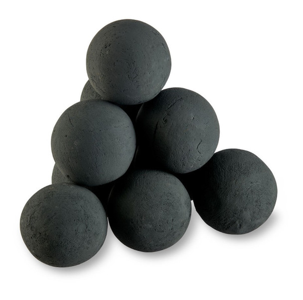 American Fire Products 4" Matte Black Lite Stone Fire Balls - Set of 6 - AFG-FBL-MB-6B