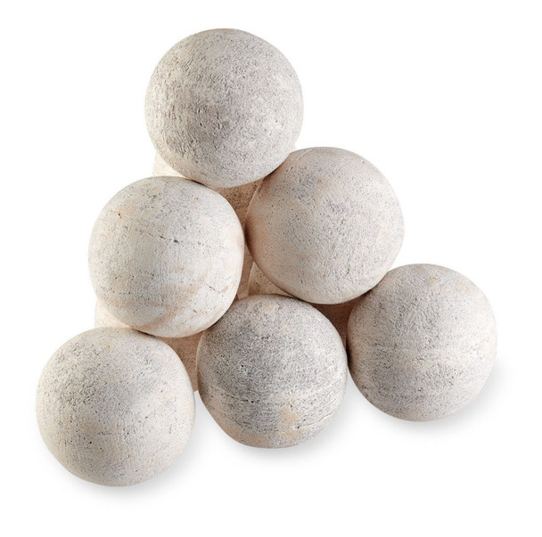 American Fire Products 4" Cottage White Lite Stone Fire Balls - Set of 6 - AFG-FBL-CW-6B