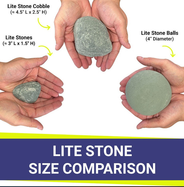 American Fire Products Matte Black Lite Stone Cobble - 12 Stone Set - AFG-CS-MB-12