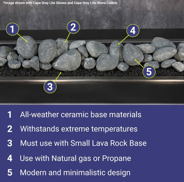 American Fire Products Natural Lite Stone Cobble - 12 Stone Set - AFG-CS-NS-12