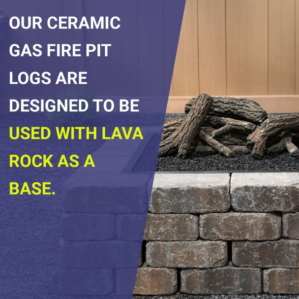 American Fire Products Formation Creation Country Oak Ceramic Gas Fire Pit Logs – 9 Piece Set - AFP-FPL-CO