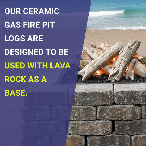 American Fire Products Formation Creation Driftwood Ceramic Gas Fire Pit Logs – 9 Piece Set - AFP-FPL-DW