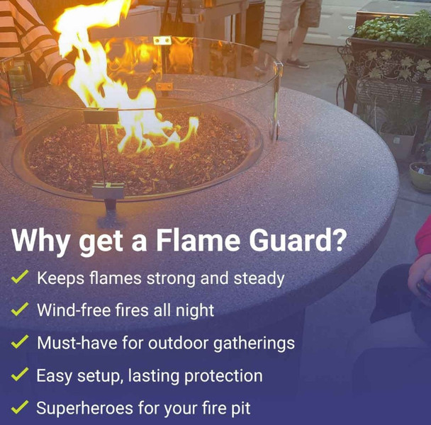 American Fire Products Round Glass Flame Guard for 25" x 6" Round Drop-In Fire Pit Pan - FG-RSP-25