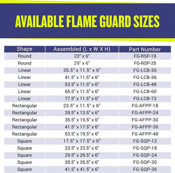 American Fire Products Rectangular Glass Flame Guard for 18" x 6" Drop-In Fire Pit Pan - FG-AFPP-18