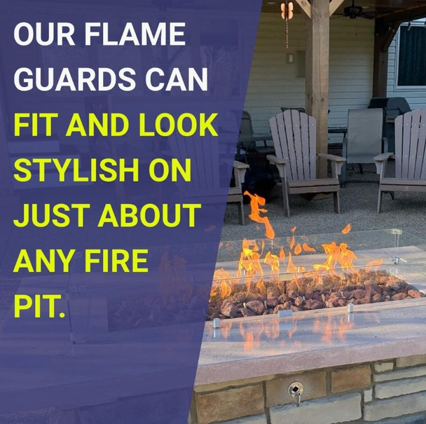 American Fire Products Rectangular Glass Flame Guard for 18" x 6" Drop-In Fire Pit Pan - FG-AFPP-18