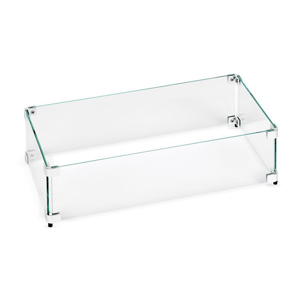 American Fire Products Rectangular Glass Flame Guard for 24" x 8" Drop-In Fire Pit Pan - FG-AFPP-24