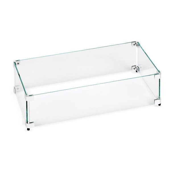 American Fire Products Rectangular Glass Flame Guard for 30" x 10" Drop-In Fire Pit Pan - FG-AFPP-30