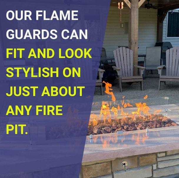 American Fire Products Rectangular Glass Flame Guard for 30" x 10" Drop-In Fire Pit Pan - FG-AFPP-30