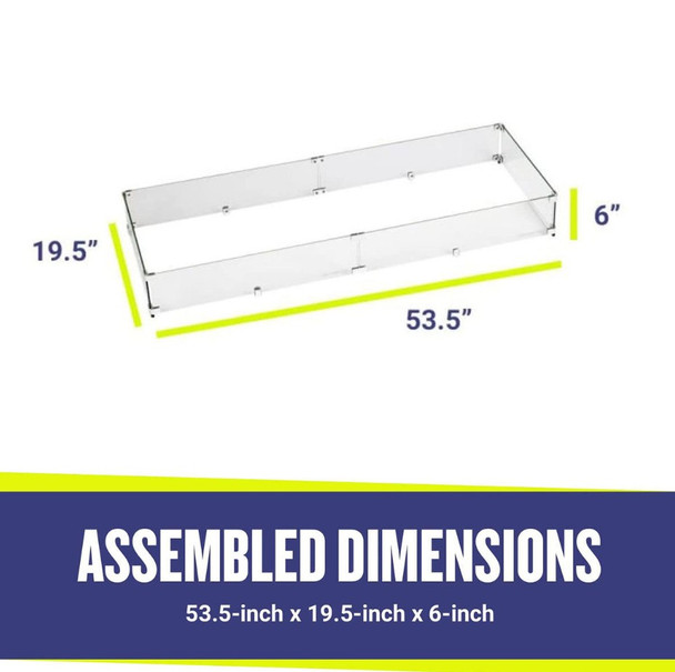 American Fire Products Rectangular Glass Flame Guard for 48" x 14" Drop-In Fire Pit Pan - FG-AFPP-48