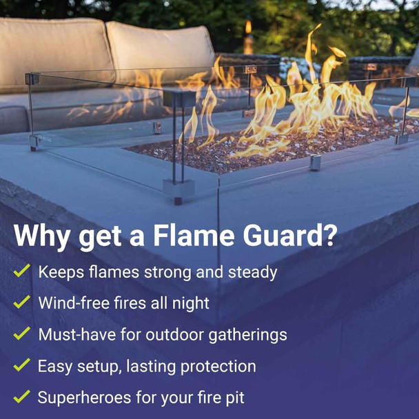 American Fire Products Linear Glass Flame Guard for 36" x 6" Linear Drop-In Fire Pit Pan - FG-LCB-36