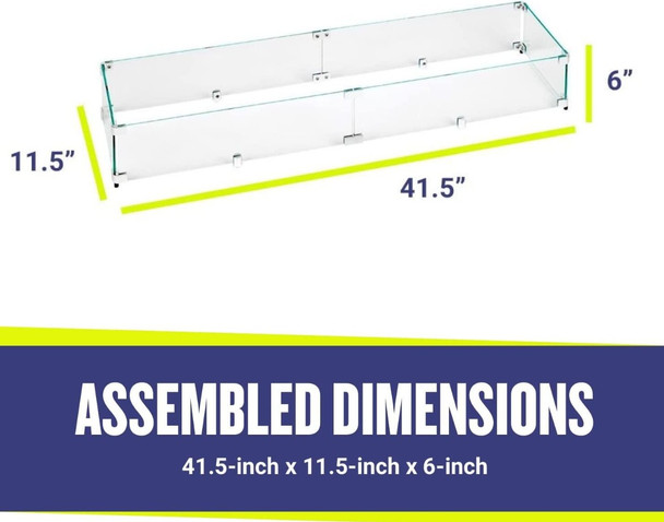 American Fire Products Linear Glass Flame Guard for 36" x 6" Linear Drop-In Fire Pit Pan - FG-LCB-36