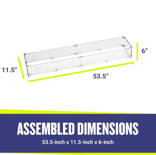 American Fire Products Linear Glass Flame Guard for 48" x 6" Linear Drop-In Fire Pit Pan - FG-LCB-48