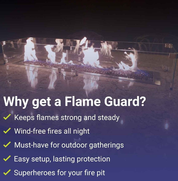 American Fire Products Linear Glass Flame Guard for 60" x 6" Linear Drop-In Fire Pit Pan - FG-LCB-60