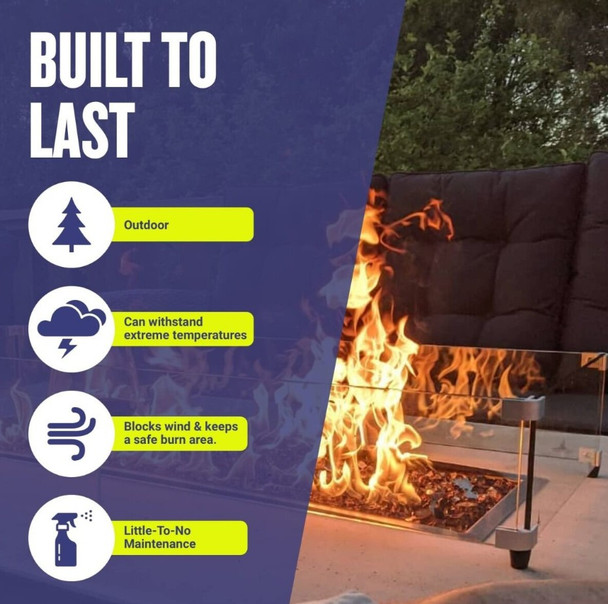 American Fire Products Square Glass Flame Guard for 12" Square Drop-In Fire Pit Pan - FG-SQP-12