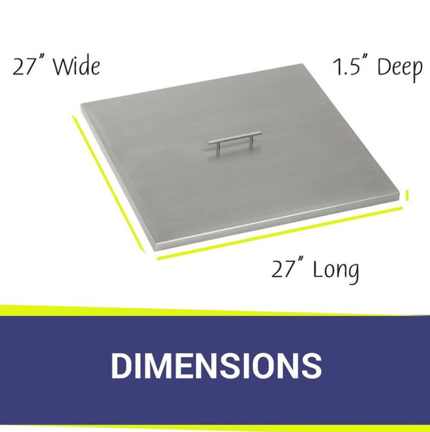 American Fire Products Stainless Steel Cover for Square Drop-In Fire Pit Pan - SS-CV-SQP-24