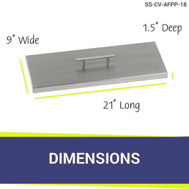 American Fire Products Stainless Steel Cover for Rectangular Drop-In Fire Pit Pan - SS-CV-AFPP-18